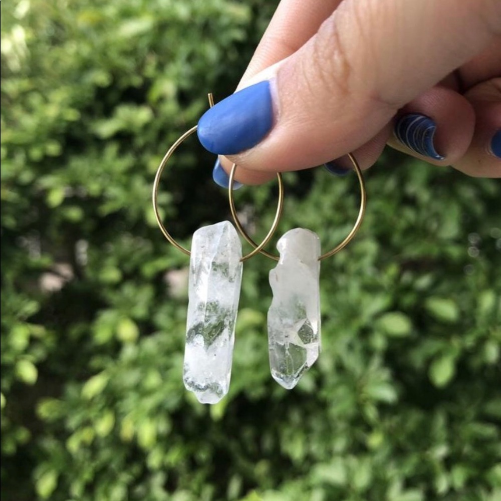 Boutique Raw Quartz Drop Earrings